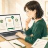 金融Webライターが案件を比較して選ぶ様子のイラスト